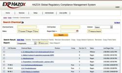 Screen shot of Hazox v5.0, a web-based MSDS authoring/management application
